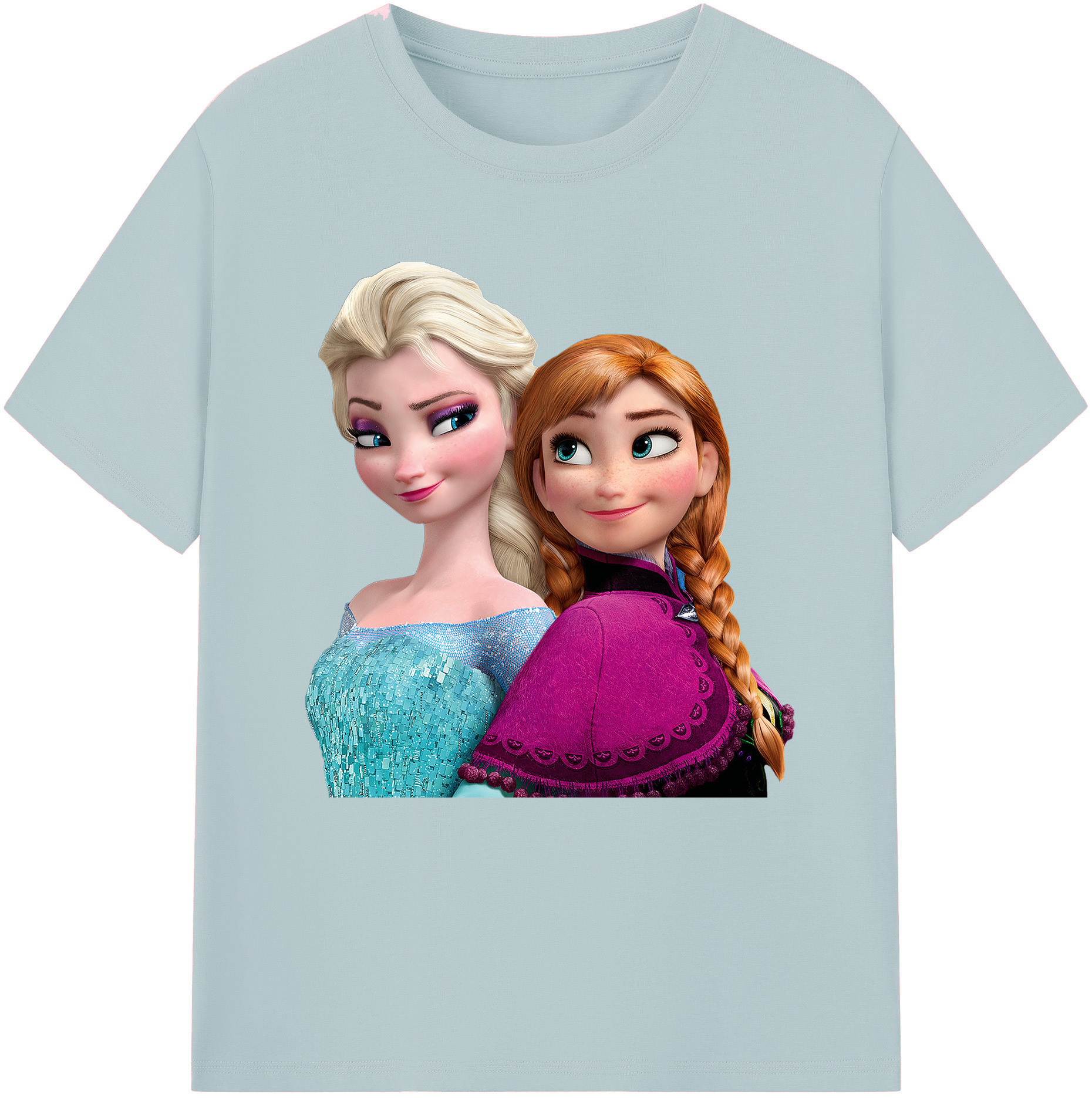 （画像用） アナと雪の女王 アンナ エルサ Frozen Anna Elsa 綿100％半袖Tシャツ（フロントプリント）